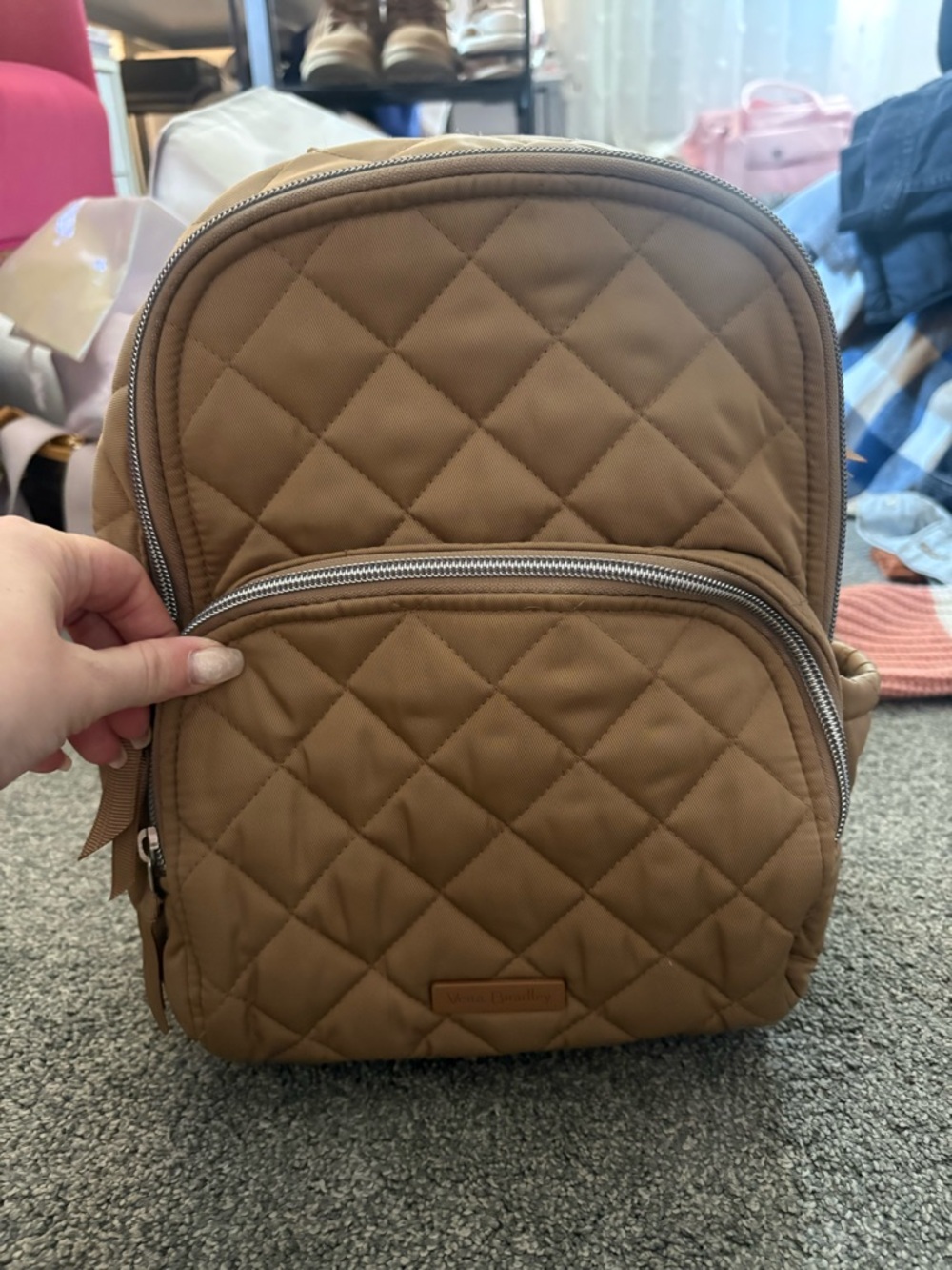 Vera Bradley Quilted Tan Backpack